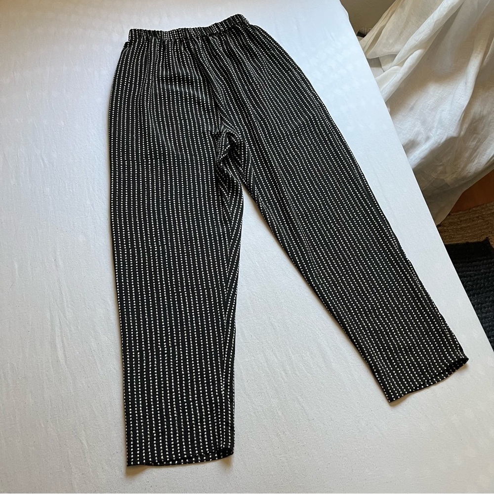 PEGGY HARTANTO black dot print elastic waist tapered leg cropped pants‎